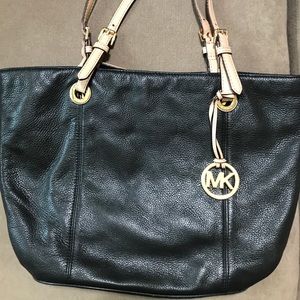 Michael Kors Black Leather and Cream Purse